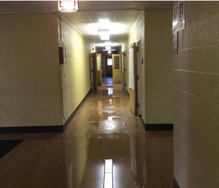A flooded hallway in Cleveland Ohio