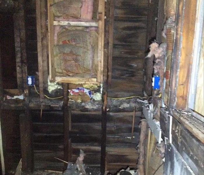 The inside of a kitchen that's burned from a fire near Barberton/Norton, Ohio