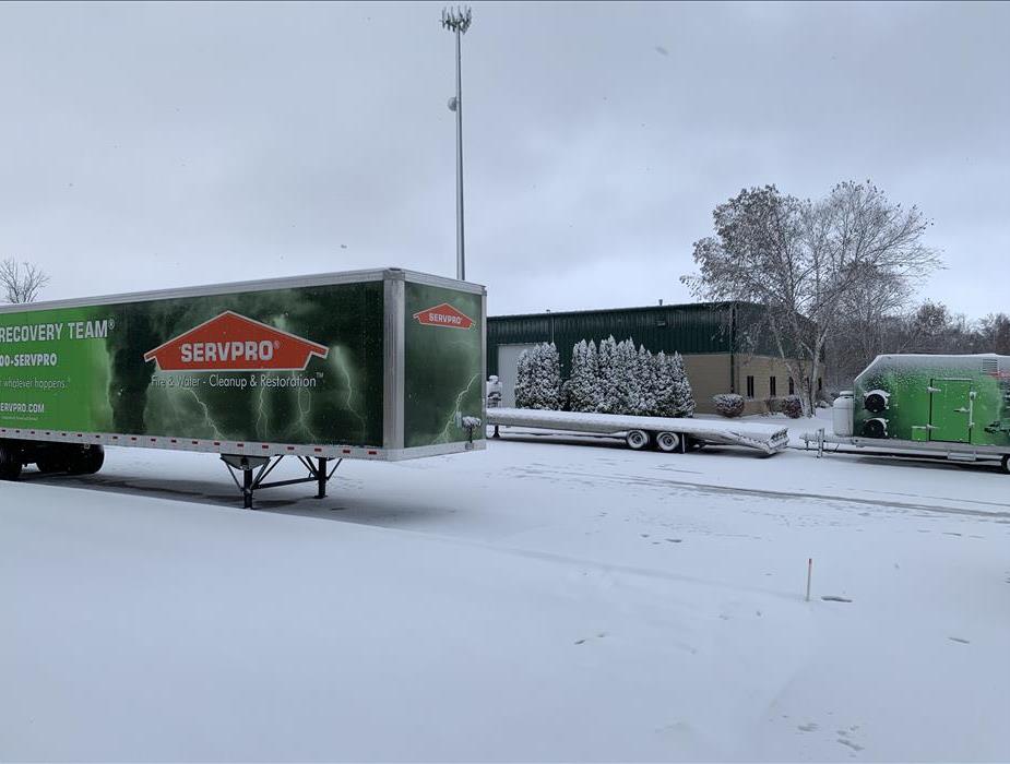 Tractor trailer in snow
