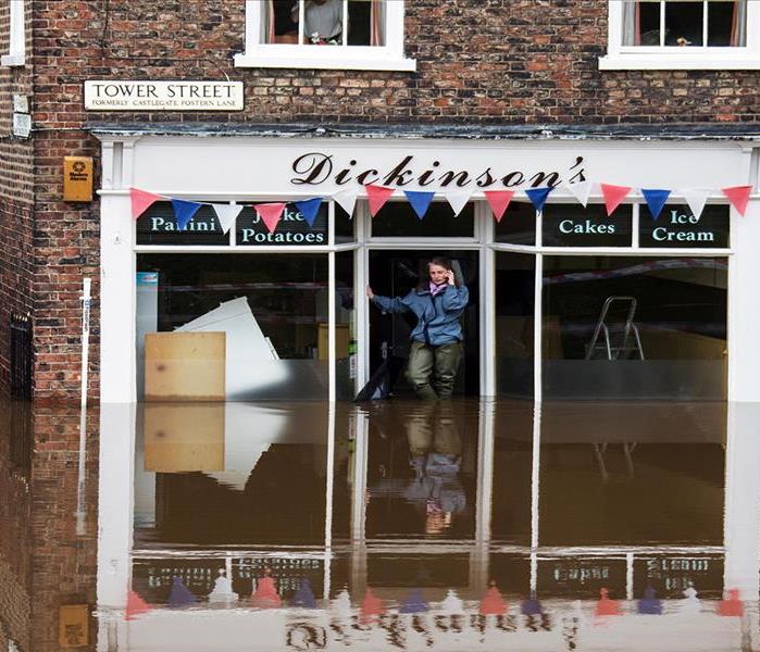 A commercial property flooded